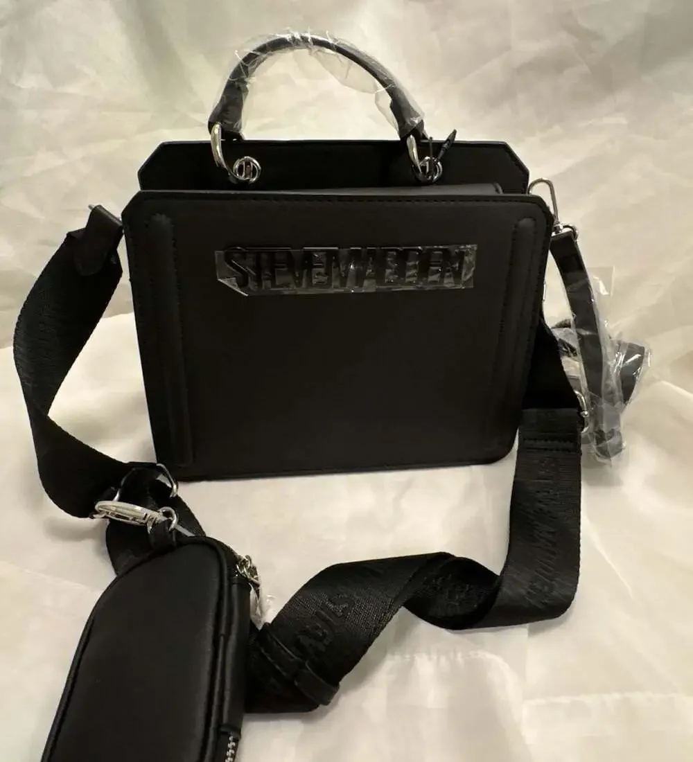 Steve Madden Bevelyn Small Boxy Satchel and Crossbody Bag with Pouch
